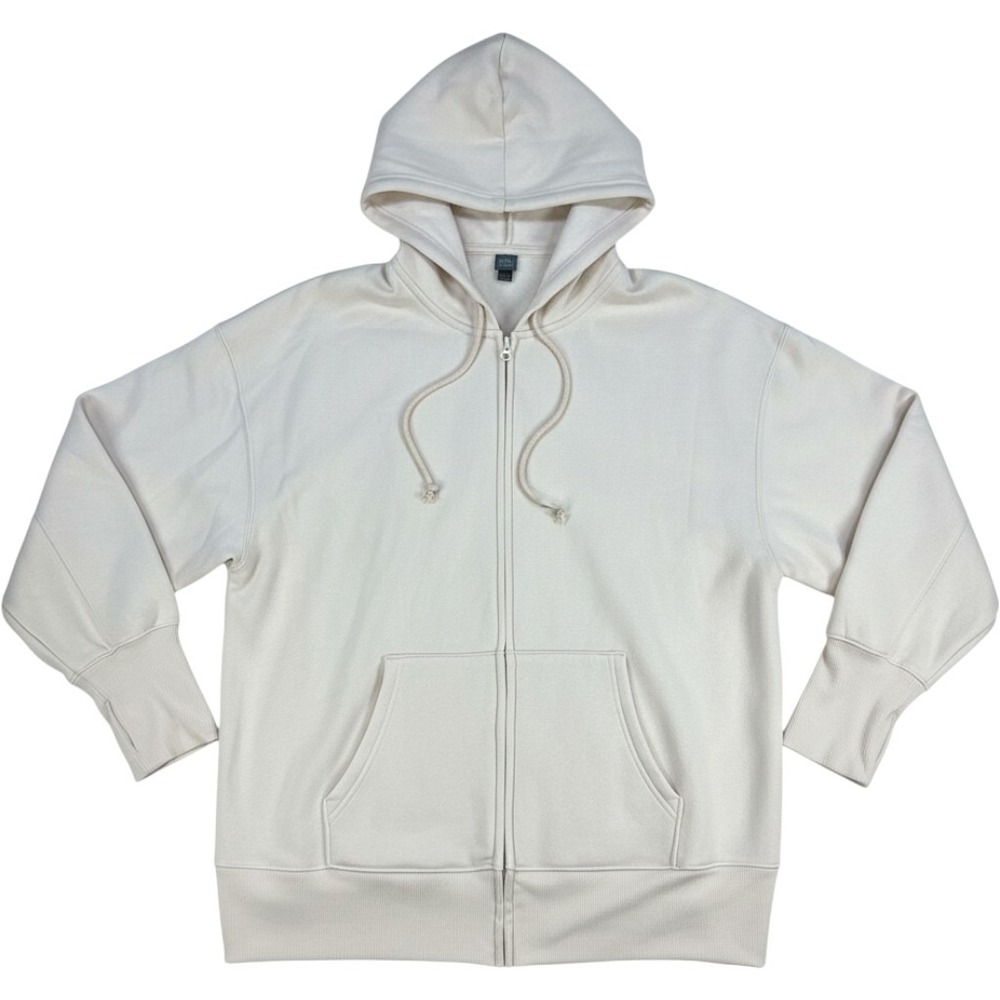 Wild Fable Zip Up Hoodie Oversized Fleece Cream Beige Medium Cotton Blend Womens